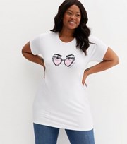 New Look Heart Eyed White Sunglasses Logo T-Shirt